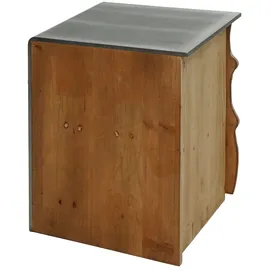 Mendler Beistelltisch HWC-L76, Kommode Nachttisch Schrank, Industrial Massiv-Holz MVG 60x50x40cm, natur mit Metall-Optik