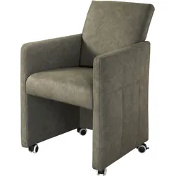 Esszimmersessel EXXPO - SOFA FASHION, grün (forest), B:63cm H:90cm T:72cm, Sessel, Loungesessel auf Rollen, schmale Armlehnen, bequem