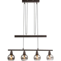 ETC Shop Hängeleuchte Pendellampe Hängelampe Höhenverstellbar Esstischlampe mit Glasschirmen, Metall, bronze, LED 4x E14 4x 4W, LxBxH 60x10x160 cm