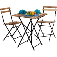 Relaxdays Sitzgruppe, schwarz Metall, 3-teilig