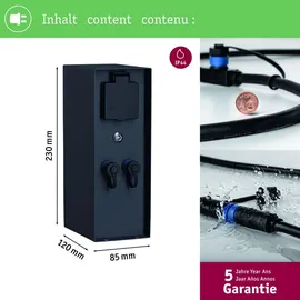Paulmann Steckdosensäule Rio Dämmerungssensor IP44 Anthrazit