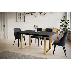 alpi möbel LOFT-U 160-260 x 77 x 90 cm schwarz/gold