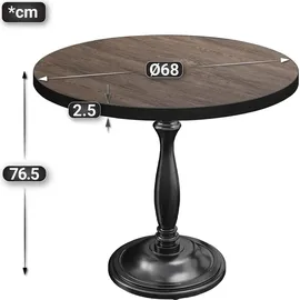 GGM Möbel BD | Bistro Tisch | Ø 70 x 75,5 cm | Rund | Schwarzer Rand | Light Wenge / Schwarz