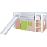 90 x 200 cm Kiefer massiv weiß beige-grün