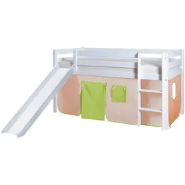 TICAA Rutschbett Manuel 90 x 200 cm Kiefer massiv weiß beige-grün