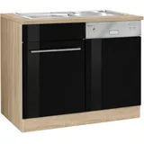 kochstation Spülenschrank KS-Eton 110 x 60 x 85 cm Schwarz
