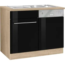 kochstation Spülenschrank KS-Eton 110 x 60 x 85 cm Schwarz