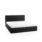 Meblito Polsterbett Doppelbett Sarria Slim Schlafzimmer Bett Bettkasten 140x200 cm Schwarz (Anthology 19) - Schwarz