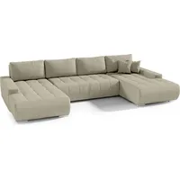 FEDVE Ecksofa mit Schlaffunktion DHAKA U Form Couch Sofagarnitur - beige