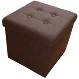 Style home Sitzhocker Sitzbank mit Stauraum, Faltbare Aufbewahrungsbox Sitztruhe Sitzwürfel Fußablage, aus Leinen, 38 * 38 * 38 cm (Dunkelbraun)