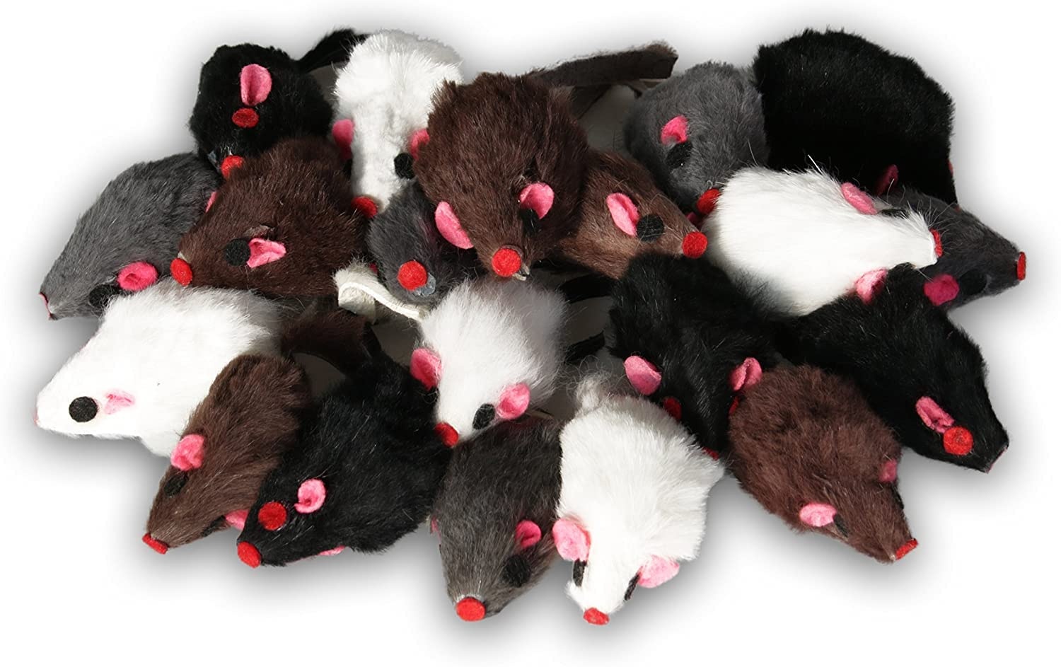 EBI Fellmaus 10 Stück - ideales Katzenspielzeug zur Beschäftigung von Stubentigern - 10 Echtfell-Mäuse im Set je 5 cm