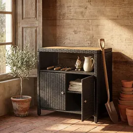 Tectake Geräteschrank Monscia 0,90 x 0,56 m Schwarz