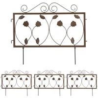 relaxdays Beetbegrenzung 4-tlg. Beetzaun aus Metall braun