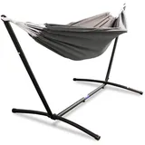 LACESTONE Hängematte mit Gestell Hängeliege Relaxliege Outdoor Indoor 180x140 bis 120kg Anthrazit