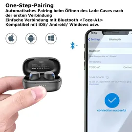 TOZO A1 Mini Bluetooth Kopfhörer Integriertes Mikrofon Immersive Premium-Sound-Kopfhörer (kompatibel für kleine Ohren), Schwarz