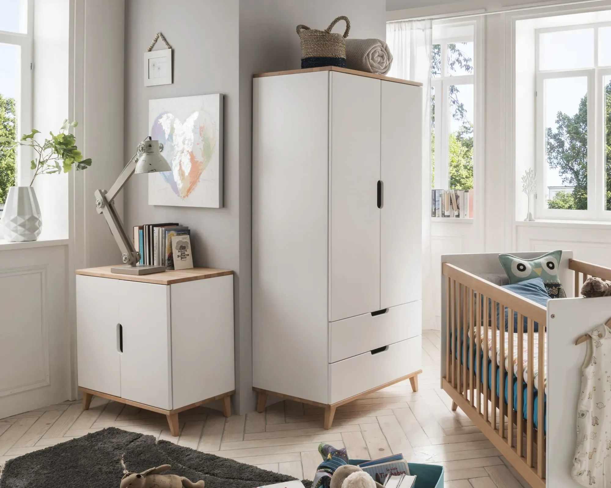 INFANSKIDS »Infanscolor« Kinderzimmer Kleiderschrank weiß weiß-Buche / 3-Türig