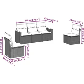 vidaXL 5-teiliges Gartensofa-Set Loungeset grau