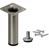 Stahlia Möbelfuß verstellbar 12cm Höhe Edelstahl-gebürstet Ø30mm Sofafuß Stahlrohrfuß Sockelfuß Schrankfuß Füße für Möbel Tischbein Rund belastbar bis 50 kg