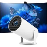 Optivue HY300 Pro Mini Beamer, 1080p Support 4K Decoding Projektor mit WLAN & Bluetooth, Tragbarer Heimkino Beamer, HDMI USB, Weiß