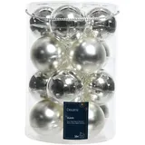 Decoris 16 Christbaumkugeln Glas 8cm Silber