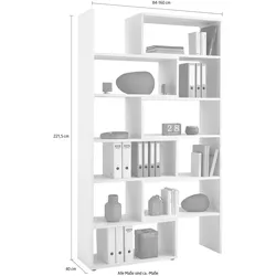 Eckregal FMD "Calvi, Regal", braun (alteichefarben), B:84cm H:221,5cm T:40cm, Holzwerkstoff, Regale, variable aufstellbar - Ecklösung oder gerade aufstellbar