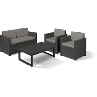 ALLIBERT Victoria - Monaco Loungeset 4-teilig mit 2-sitzer, Sessel und Tisch