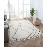 Myflair Moroccan Drawline Hochflorteppich 190 x 240 cm Schwarz/Weiß