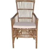 Hofmann Living And More Mid.you Sessel, braun, Holz, Textil, Rattan, massiv, Uni, 55x96x62 cm, inklusive Armlehnen, Wohnzimmer, Sessel, Polstersessel