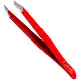 Canal Haarpinzette schräg rot rostfrei 95 mm