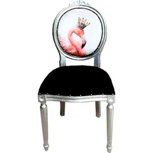 Casa Padrino Esszimmerstuhl Flamingo Baumwolle/Samt Silber