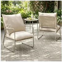 GOTLAND Gartenlounge-Set Garten Sitzgruppe, Atmungsaktive geflochtene PE-Rattan Gartenstühle, (Set, 3-tlg., Garten Lounge Set für Garten, Balkon), mit Kissen & runder Metall-Couchtisch, Terrassenmöbel Set aus Rattan beige