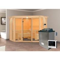 Sauna Alcinda 2 mit Ofen externe Stg.LED-Dachkranz Natur