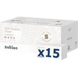 Satino Papierhandtücher Mehrzwecktuch 275970, Box, 2-lagig, Zick-Zack-Falz, 22 x 21 cm, 3000 Stück