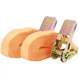 Baumarktplus 2x Spanngurt mit Ratsche 1-tlg 4m 800kg 25mm TÜV/GS orange wetterfest und robust