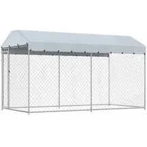 vidaXL Hundezwinger 382 x 192 x 225 cm Stahl Blau/Silber