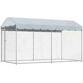 vidaXL Hundezwinger 382 x 192 x 225 cm Stahl Blau/Silber