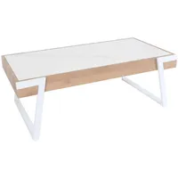 MCW Couchtisch MWC-L89, Sofatisch Wohnzimmertisch, Eisen 43x120x64cm Sinterstein Marmor-Optik