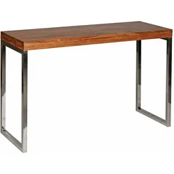 Kadima Design Konsolentisch `Isen`: Flexibel, Massivholz, Chromgestell, handgefertigt. Braun, 120x45x77 cm