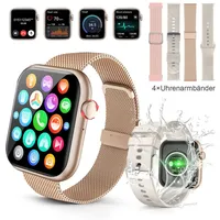 Smartwatch,Smartwatch Damen Herren,1.96 "HD Fitness Tracker Uhr für Android iOS,Pulsmesser, Schrittzähler, 100+Sportmodi, Anruf,IP67, 4 Armbände...