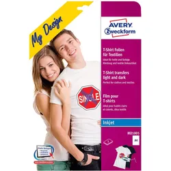 Avery Zweckform My Design Textilfolie für helle und farbige Textilien - A4 (210