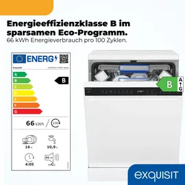Exquisit GSP9616-450B Geschirrspüler (unterbauhähig, 598 mm, Weiß)