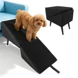 Hundetreppe Klappbar, rutschfeste Hunderampe & Weiche Haustiertreppe für Baumwolle & Leinen für Sofa und Bett, Haustiertreppe für Kleine Hunde und Katzen, Faltbar als Fußhocker, 74,5×27,5×34 cm