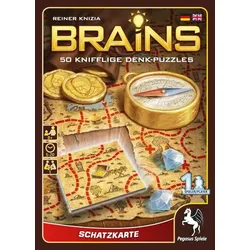 Pegasus - Brains Schatzkarte, 50 knifflige Denk-Puzzles, Denksport