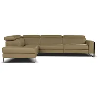 Ecksofa CALIA ITALIA "Pier, Design und erstklassiger Sitzkomfort im Einklang, L-Form" Sofas Gr. B/H/T: 310cm x 78cm x 202cm, Leder BULL, Ottomane links, ohne elektrische Relax, beige in hochwertigem Lederbezug, 310 cm Breite