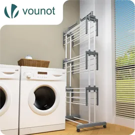 VOUNOT Wäscheständer Turm 1,26 m Grau/Weiß