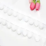 SYSUII Pomponborte zum Nähen 20m Dekoband Mit Bommeln Bälle Fransenborte Zierband Dekoborte Nähzubehör Pom Poms Quaste Bommelborte für DIY Handwerk Dekorieren Für Kleid Schal Hut Vorhang-Weiße
