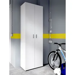 Dmora Mehrzweckgarderobe Serro, Mehrzweck-Schuhregal, Kleiderschrank mit 2 Türen, 61x35h190 cm, Weiß
