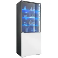 Vladon Vitrine, Weiß, 50x122.5x34.5 cm, Wohnzimmer, Wohnwände, Vitrinenschränke