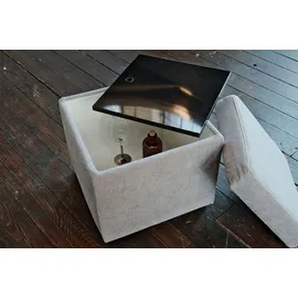 KAWOLA Hocker mit Stauraum IDA Stoff grau
