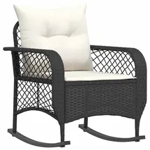 vidaXL Garten-Schaukelstuhl mit Kissen Schwarz Poly Rattan